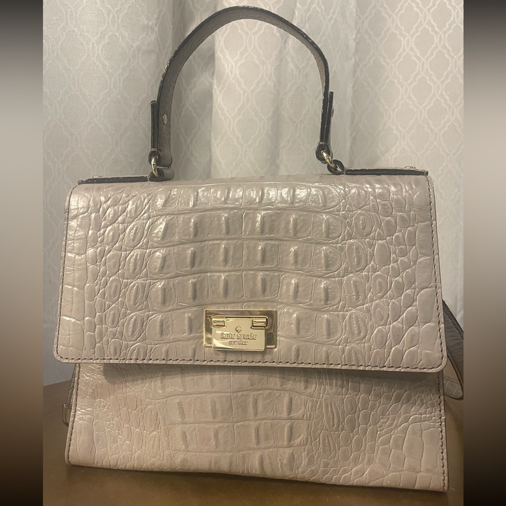 Kate Spade Gray Croc-Embossed Satchel